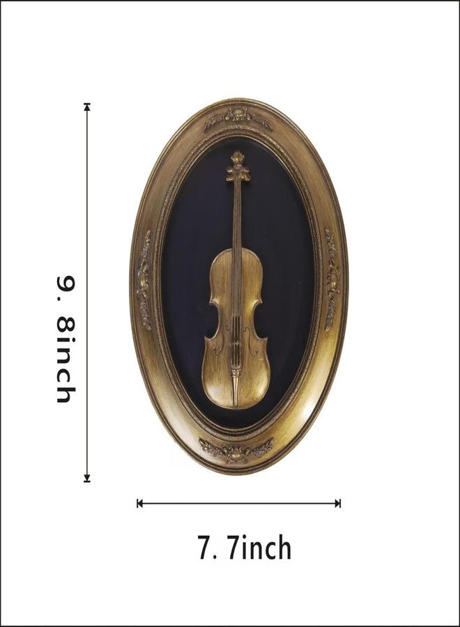 S-MANTIS Vintage Wall Sculpture,Antique Pediment,Hallway Art,Hand Painted Instrument Decoration Accent Artworks for Indoor Kitchen Bedroom Living Room Office Outdoor Garden Patio Oval (Bronze Violin) - Image 3